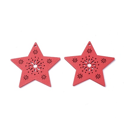 Poplar Wood Pendants, Dyed, Star