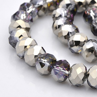 Half Plated Faceted Rondelle Glass Beads Strands