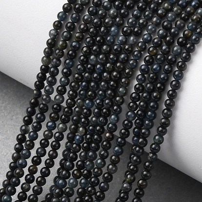 Натуральный голубой тигровый глаз бисер нитей, круглые, окрашенные