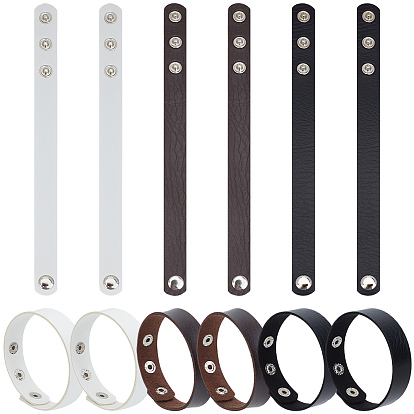 18шт. 3 цвета, браслеты из искусственной кожи с застежкой для женщин и мужчин