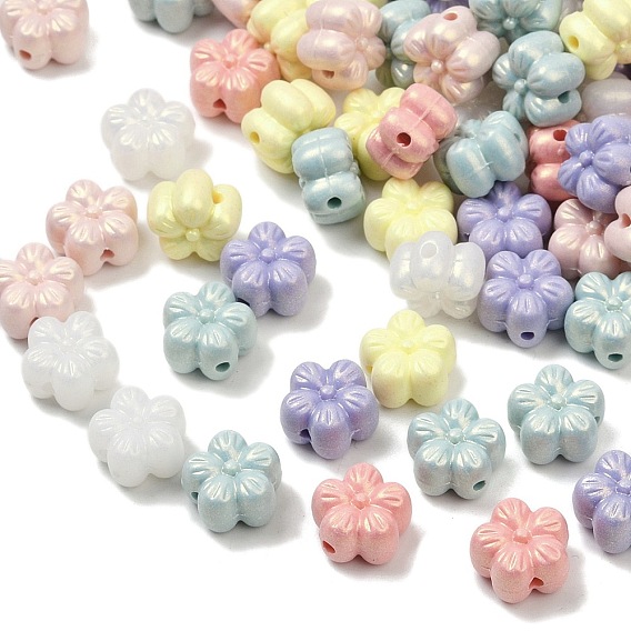 Непрозрачные акриловые бусины с УФ-покрытием, радужный, цветка сливы