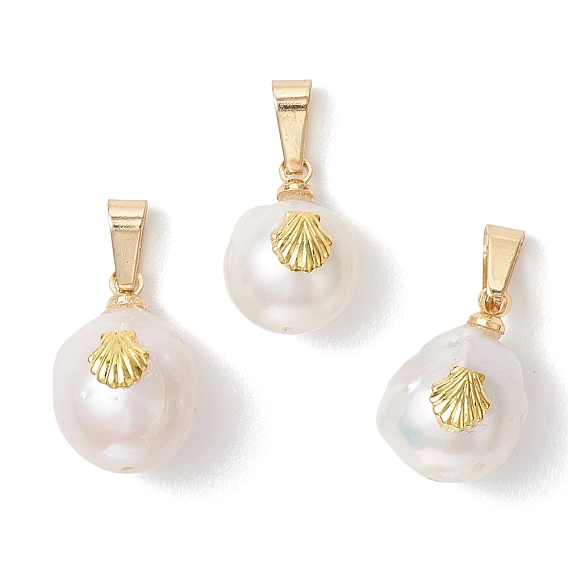 Натуральный жемчуг барокко подвески с жемчугом кеши, круглые подвески с кусочками ракушки из сплава, цветочный белый