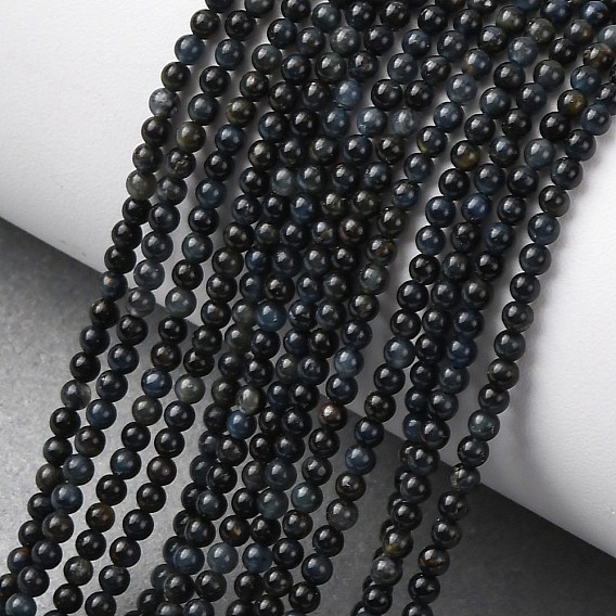 Натуральный голубой тигровый глаз бисер нитей, круглые, окрашенные