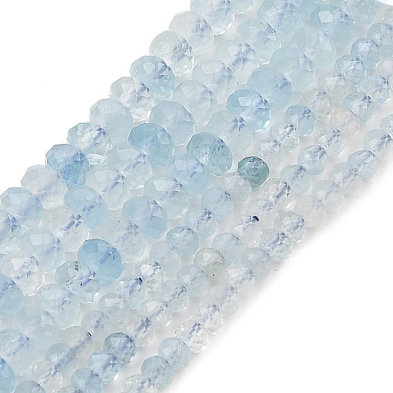 Природные Аквамарин бисер нитей, граненые, рондель