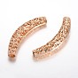 Alliage courbe perles tube creux, 67x11x10mm, Trou: 6mm