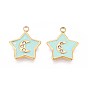 304 из нержавеющей стали амулеты горный хрусталь, с эмалью, звезда и луна, реальный 18 k позолоченный