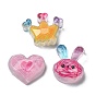 Herz/Krone/Hase transparente Epoxidharz Decoden Cabochons, mit Glitzerpulver