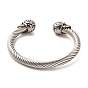 304 Stainless Steel Cuff Bangles, Skull Torque Bangles