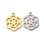 Ion Plating(IP) 304 Stainless Steel Pendants, Hollow Flower Charms