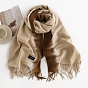 Polyester Neck Warmer Scarf, Winter Scarf, Gradient Color Tassel Wrap Scarf