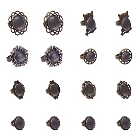 Fabrication de bagues de bricolage élite pandahall, avec des anneaux en fer réglables, paramètres de la lunette en alliage et cabochons en verre transparent