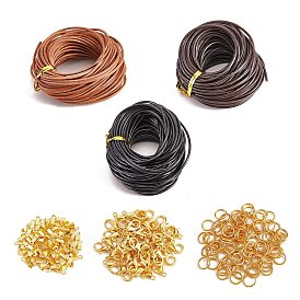DIY Cord Bracelet Necklace Making Kit, Including Cowhide Leather Cord, Alloy Clasps, Iron Jump Rings & Cord Ends, Wire Twist Ties