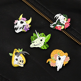 Punk Animal Alloy Pin: Creative Cartoon Unicorn Skull Oil Drop Badge