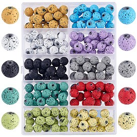 200шт. 10 цвета, окрашенные аэрозольной краской нити из натуральной лавовой породы, круглые