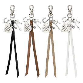 4шт. искусственная кожа шнур седло подвеска украшение, с 201 подвесками из нержавеющей стали и поворотными карабинами из сплава