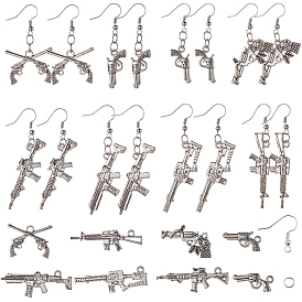 SUNNYCLUE Gun Shape DIY Dangle Earrings Making, with Tibetan Style Alloy Pendants, Brass Earring Hooks, Iron Jump Rings and Bead Container