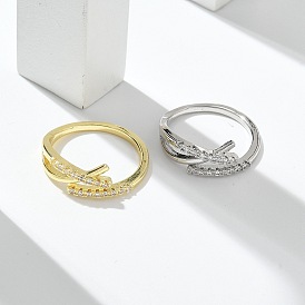 Кольца-манжеты в форме буквы Х из прозрачного кубического циркония, украшения из латуни для женщин, долговечный, стойки покрытие, без свинца и без кадмия