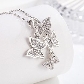 Подвеска-бабочка из латуни с микропаве и прозрачными кубическими циркониями 4 для женщин