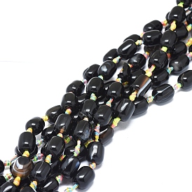 Natural Banded Agate/Striped Agate Beads Strands, Dyed & Heated, Column