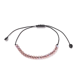 Transparent Glass Braided Bead Bracelet, Adjustable Bracelet for Women