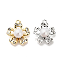 Сплава кристалла горный хрусталь подвески, с абс пластмассовой имитационной жемчужиной, цветок