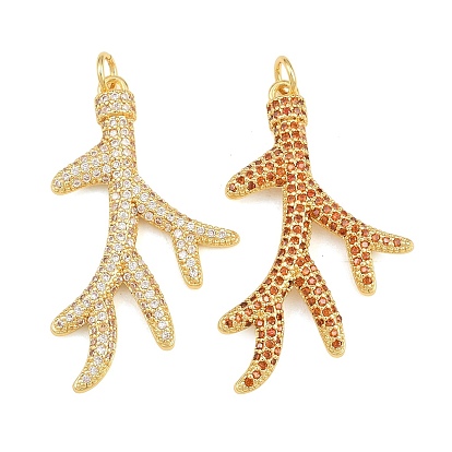 Micro cuivres ouvrent pendentifs zircone cubique, breloques en forme de corail, sans cadmium et sans plomb, crémaillère plaquage, plaqué longue durée, réel 18 k plaqué or