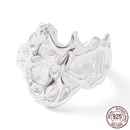 925 Sterling Silver Cuff Ring for Women, Adjustable Hammered Open Ring