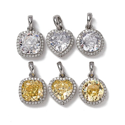 925 подвески из стерлингового серебра с паве из кубического циркония, Реальная платина, родий