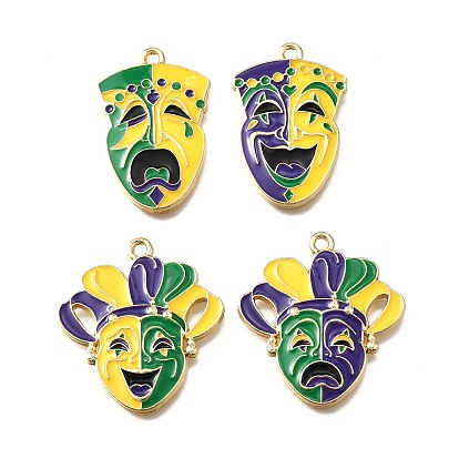 Подвески из эмали и сплава, маска марди гра очарование, стойки покрытие, долговечный, без свинца, без кадмии и без никеля, золотые