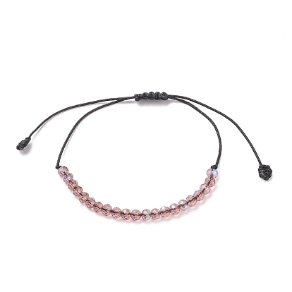 Transparent Glass Braided Bead Bracelet, Adjustable Bracelet for Women