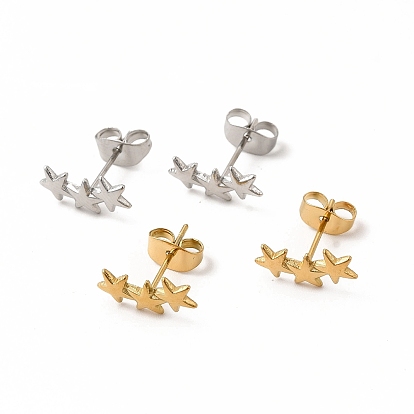 304 Stainless Steel Star Stud Earrings for Women
