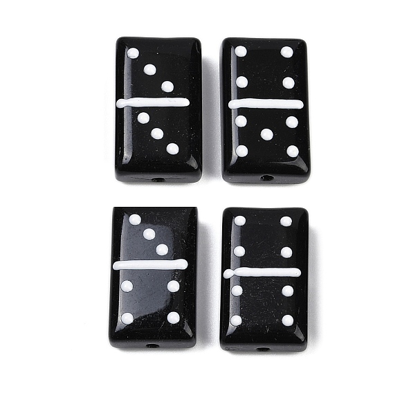 Бусины из стеклянной эмали, окрашенные методом запекания, прямоугольник с точкой