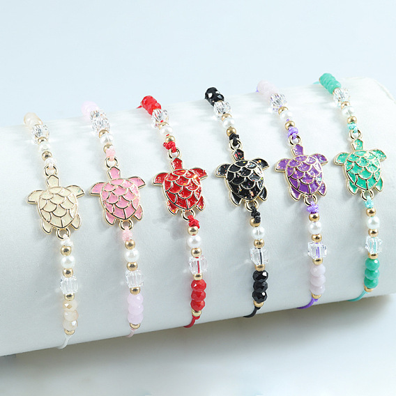 Colorful Turtle Bracelet Crystal Bead Shrink Bracelet Ocean Series Bracelet