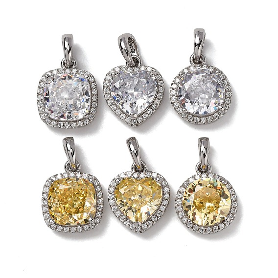 925 подвески из стерлингового серебра с паве из кубического циркония, Реальная платина, родий