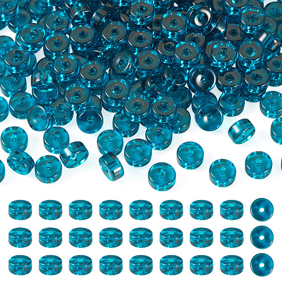 3 Strands Transparent Glass Beads Strands, Flat Round