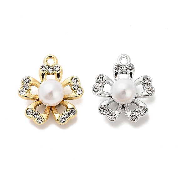Сплава кристалла горный хрусталь подвески, с абс пластмассовой имитационной жемчужиной, цветок