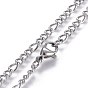 304 Stainless Steel Figaro Chain Necklaces, with Lobster Claw Clasps