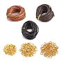 Kit de fabrication de collier de bracelet de cordon de bricolage, y compris le cordon en cuir de vachette, fermoirs en alliage, anneaux de saut en fer et extrémités de cordon, fils d'attaches