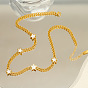 Hip Hop White Shell Inlaid Cuban Chain Jewelry Stainless Steel Necklace for Women
