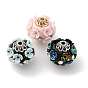 Круглые бусины из смолы ручной работы из Индонезии, со сплавочной фурнитурой со стразами, круглая с цветком