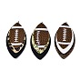 Rugby Ball Pattern Imitation Leather Pendant, with Iron Jump Ring, Triple Leaf