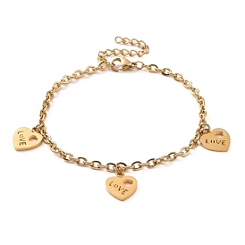 304 сердце из нержавеющей стали с подвеской-браслетом с надписью «любовь» и цепочками-кабелями на день святого валентина