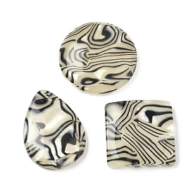 Кабошоны из смолы, с полосой, чёрные