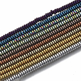 Electroplate Non-magnetic Synthetic Hematite Beads Strands, Flat Round/Disc