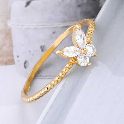 Butterfly CZ Ring, Gold Plated Women's Gift Jewelry