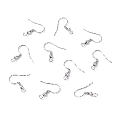 316 Surgical Stainless Steel Hook Earrings, Ear Wire, with Horizontal Loop, 20x19.5mm, Hole: 2mm, 21 Gauge, Pin: 0.7mm