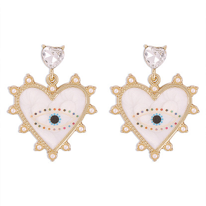 E9621 Personality exaggerated heart-shaped devil's eye drop oil imitation diamond earrings alloy fashion style earrings for women