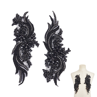 2шт. полиэстер, аппликации из фетра и бисера для рукоделия в виде цветов, со стеклянными стразами, аксессуары для костюма, швейные украшения