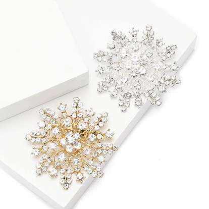 Брошь из сплава и стеклянных страз, с имитацией жемчуга, подсолнечник