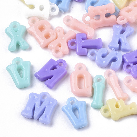 Opaque Acrylic Charms, Mixed Letter